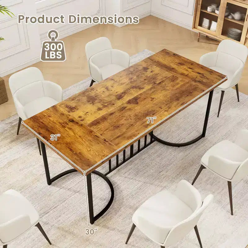 71" Large Rectangular Dining Table for 6-8 People