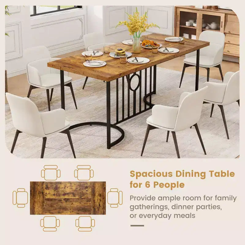 71" Large Rectangular Dining Table for 6-8 People