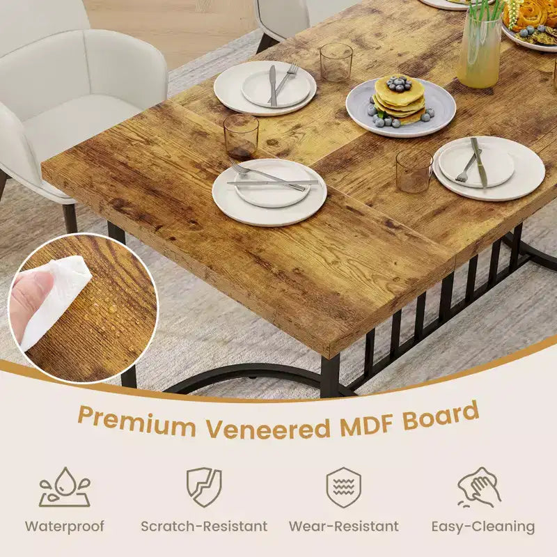 71" Large Rectangular Dining Table for 6-8 People
