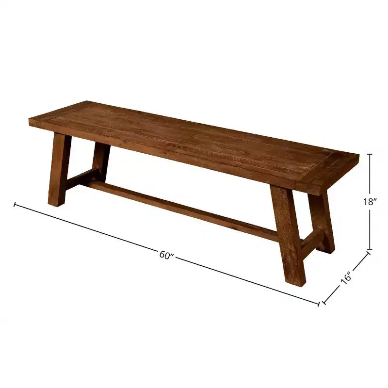 Acacia Wood Dining Bench, Medium Brown, 60"