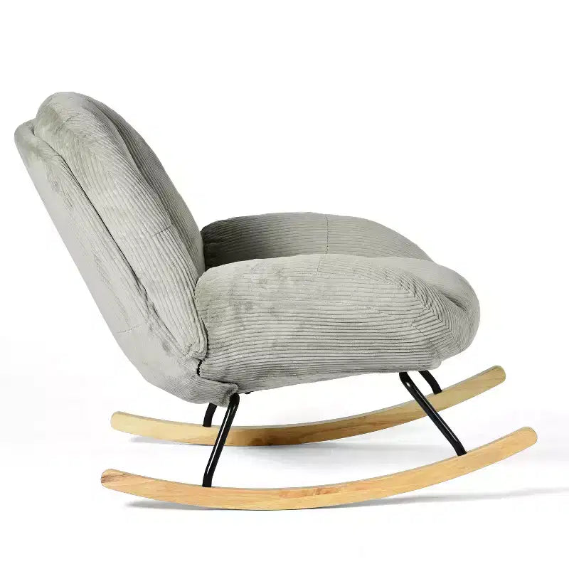 Corduroy Upholstered Rocking Accent Chair, Grey