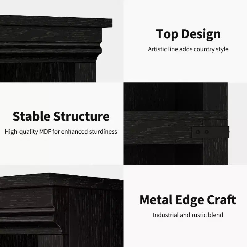 5-Tier Farmhouse Bookcase, Tall Wooden Open Shelf for Living Room & Home Office