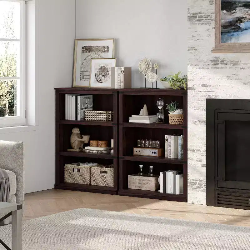 5-Tier Farmhouse Bookcase, Tall Wooden Open Shelf for Living Room & Home Office