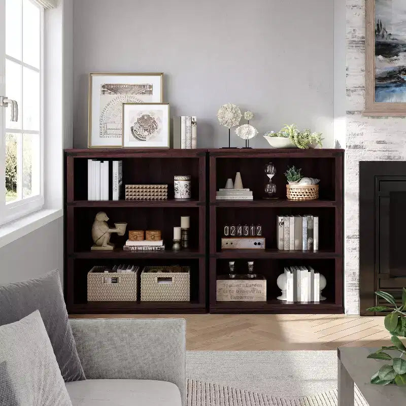 5-Tier Farmhouse Bookcase, Tall Wooden Open Shelf for Living Room & Home Office