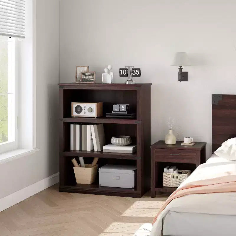 5-Tier Farmhouse Bookcase, Tall Wooden Open Shelf for Living Room & Home Office