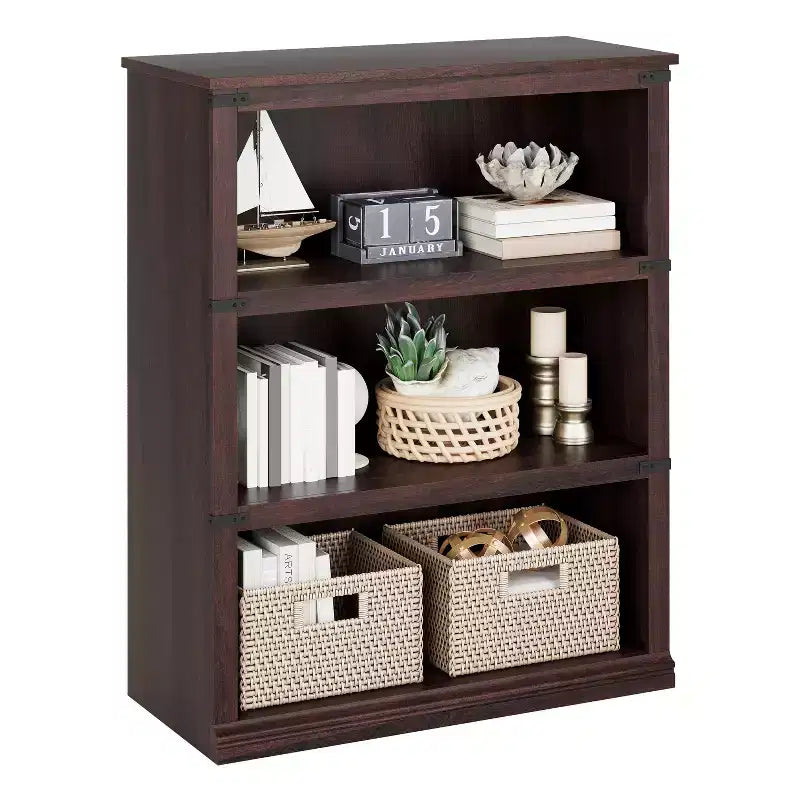 5-Tier Farmhouse Bookcase, Tall Wooden Open Shelf for Living Room & Home Office