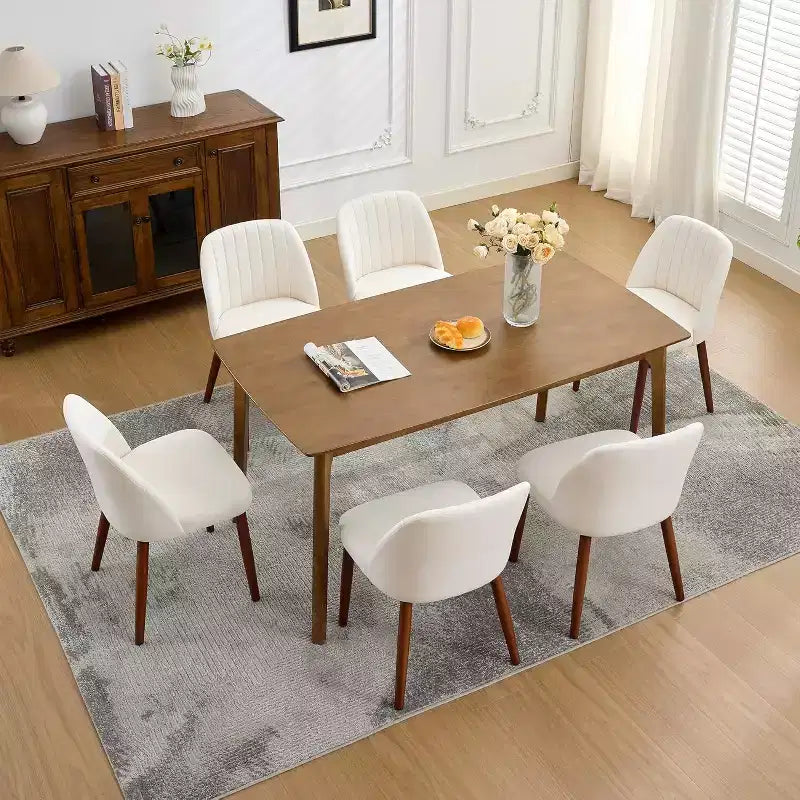 Dining Chairs Set of 4/6/8, Upholstered Chairs with Padded Seat and Wood Legs, Fabric Side Dinner Chair for Kitchen, Dining Room, Restaurant, Cafe