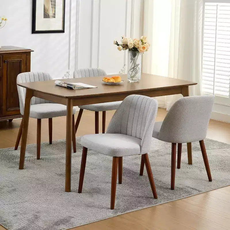 Dining Chairs Set of 4/6/8, Upholstered Chairs with Padded Seat and Wood Legs, Fabric Side Dinner Chair for Kitchen, Dining Room, Restaurant, Cafe