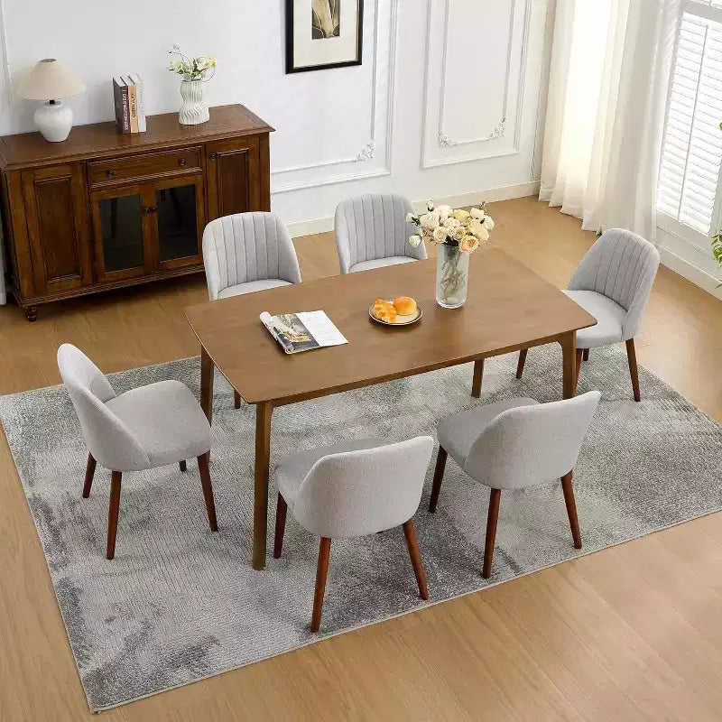 Dining Chairs Set of 4/6/8, Upholstered Chairs with Padded Seat and Wood Legs, Fabric Side Dinner Chair for Kitchen, Dining Room, Restaurant, Cafe