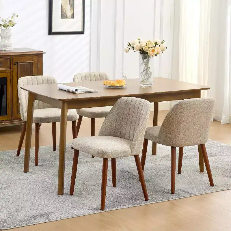 Dining Chairs Set of 4/6/8, Upholstered Chairs with Padded Seat and Wood Legs, Fabric Side Dinner Chair for Kitchen, Dining Room, Restaurant, Cafe