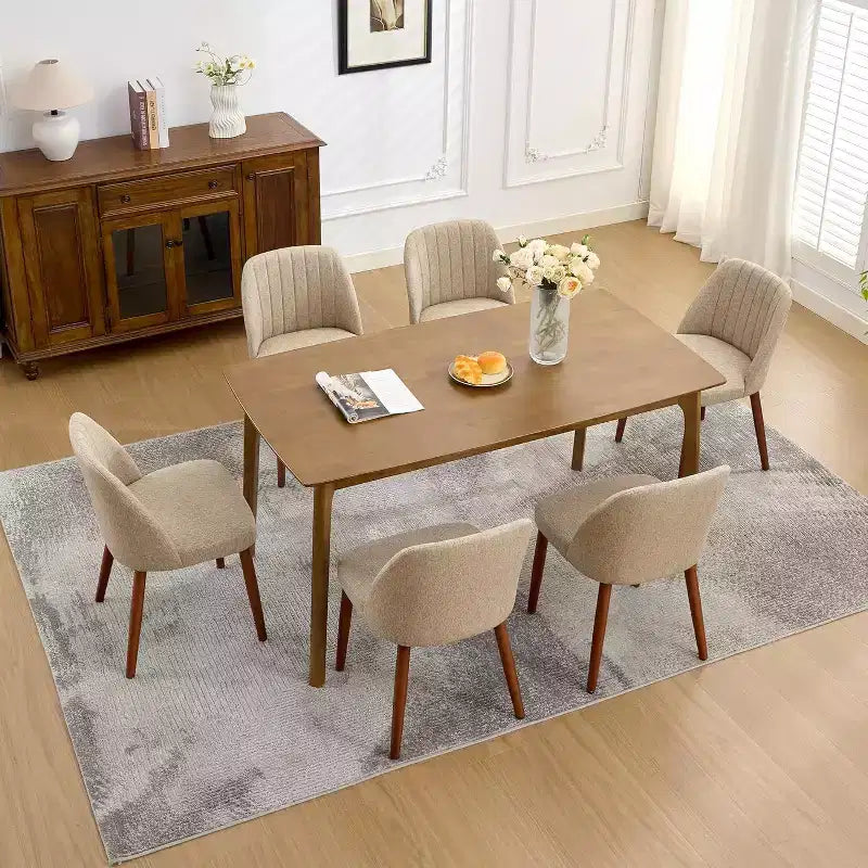 Dining Chairs Set of 4/6/8, Upholstered Chairs with Padded Seat and Wood Legs, Fabric Side Dinner Chair for Kitchen, Dining Room, Restaurant, Cafe