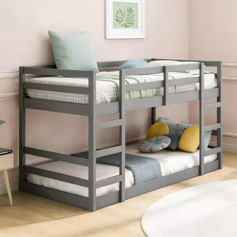 Modern Bunk Bed with 2 Ladders for Kids Room and Guest Room