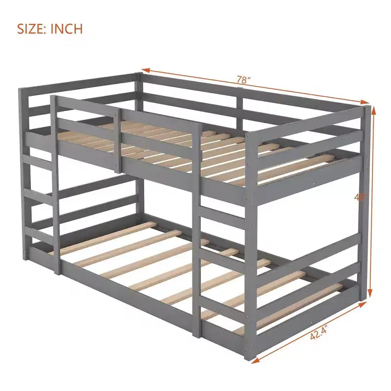 Modern Bunk Bed with 2 Ladders for Kids Room and Guest Room