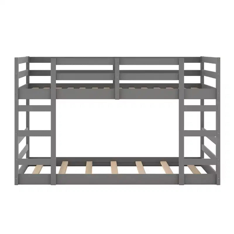 Modern Bunk Bed with 2 Ladders for Kids Room and Guest Room