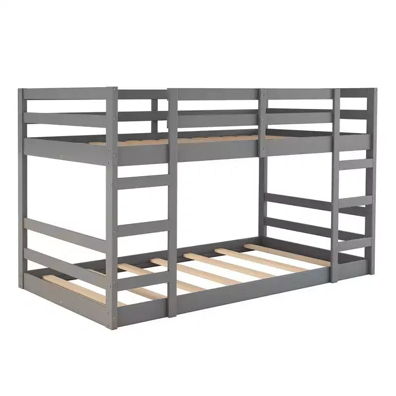 Modern Bunk Bed with 2 Ladders for Kids Room and Guest Room