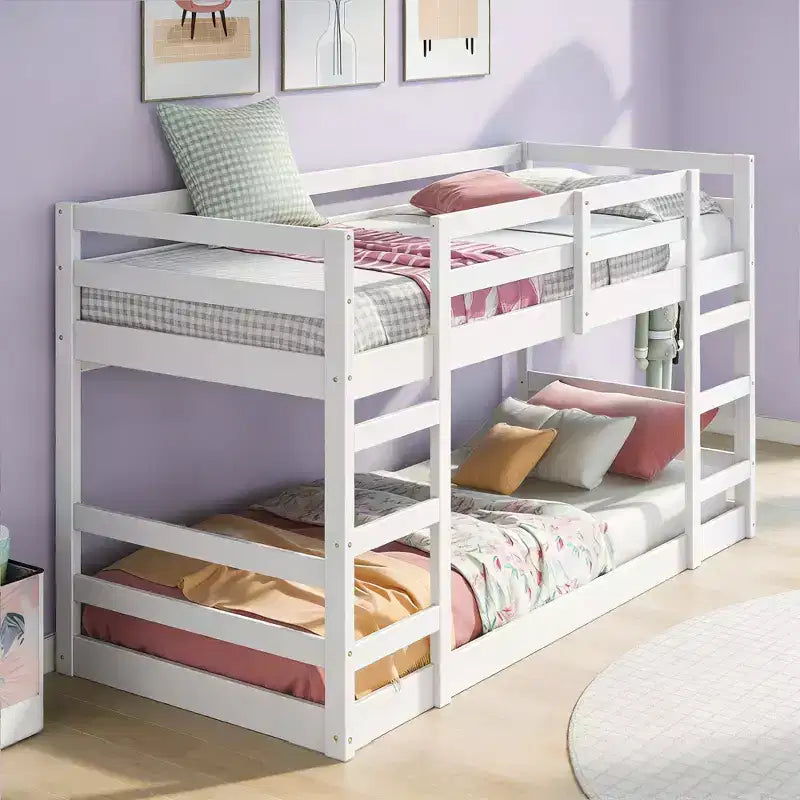 Modern Bunk Bed with 2 Ladders for Kids Room and Guest Room