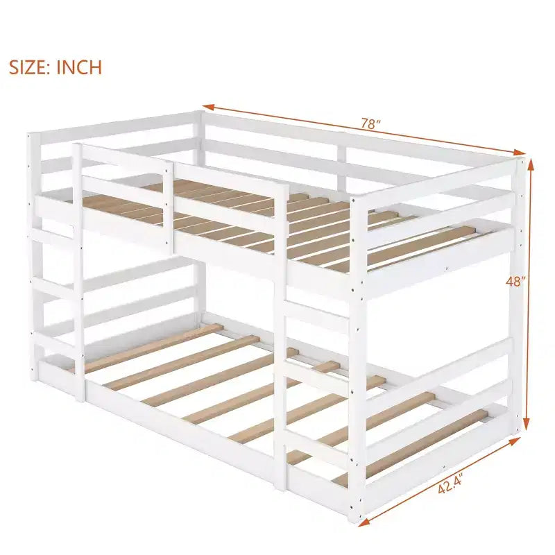 Modern Bunk Bed with 2 Ladders for Kids Room and Guest Room