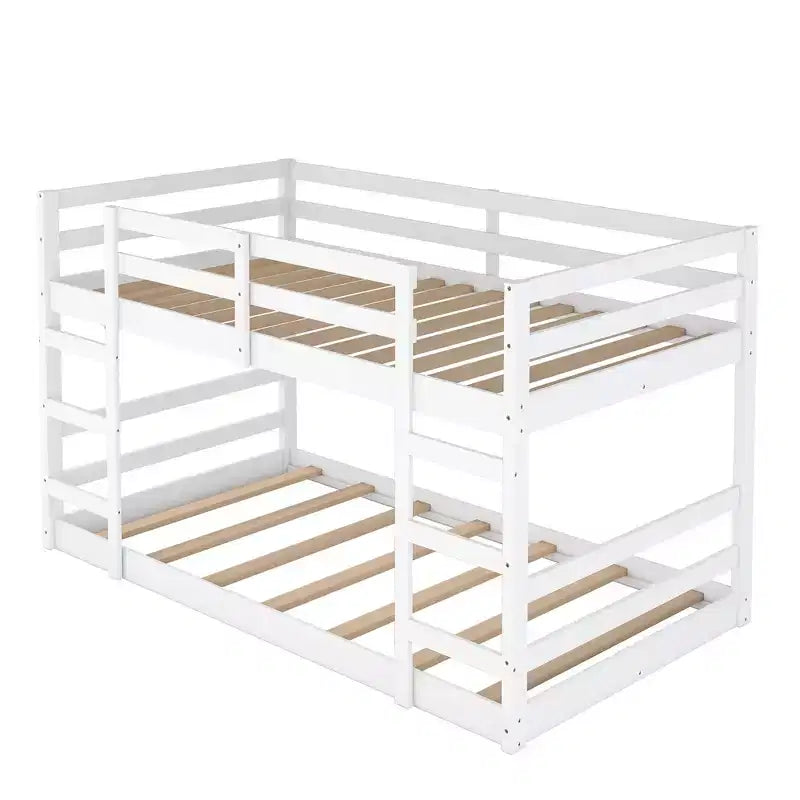 Modern Bunk Bed with 2 Ladders for Kids Room and Guest Room