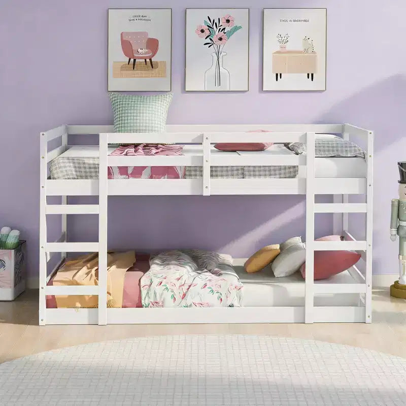 Modern Bunk Bed with 2 Ladders for Kids Room and Guest Room