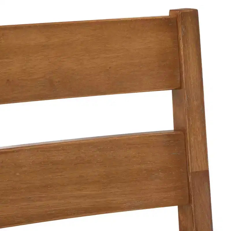 Set of 2 Farmhouse Ladder Back Dining Chairs, Off White/Antique Oak, Rubberwood