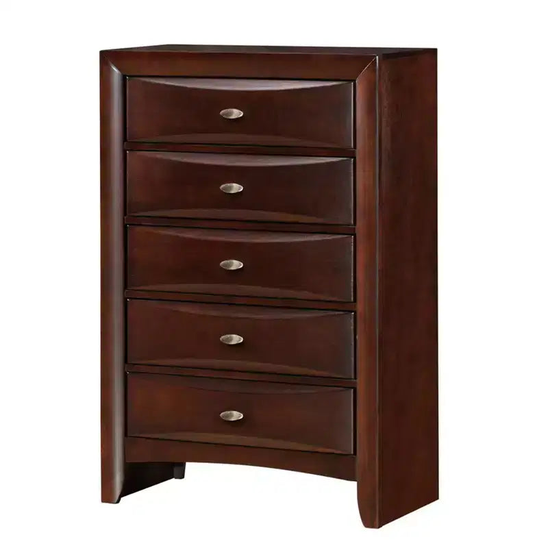 32" 5-Drawer Wood Chest in Espresso with Metal Glides, No Assembly Required