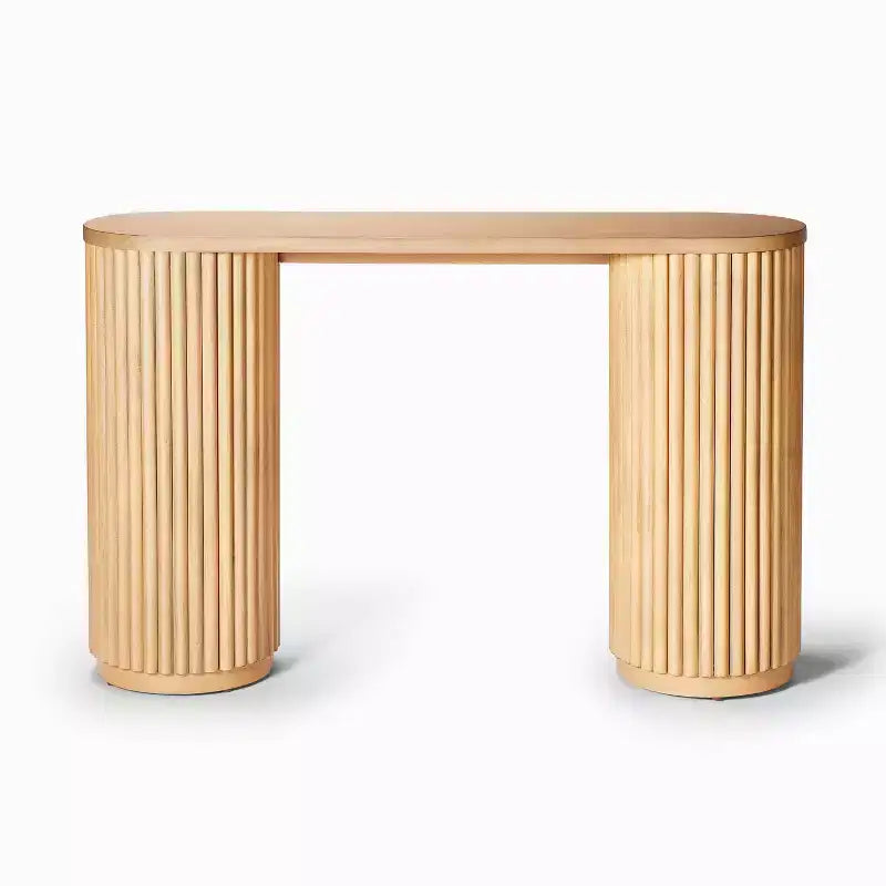 Dowel Console Table, Natural Oval Silhouette with Scalloped Legs