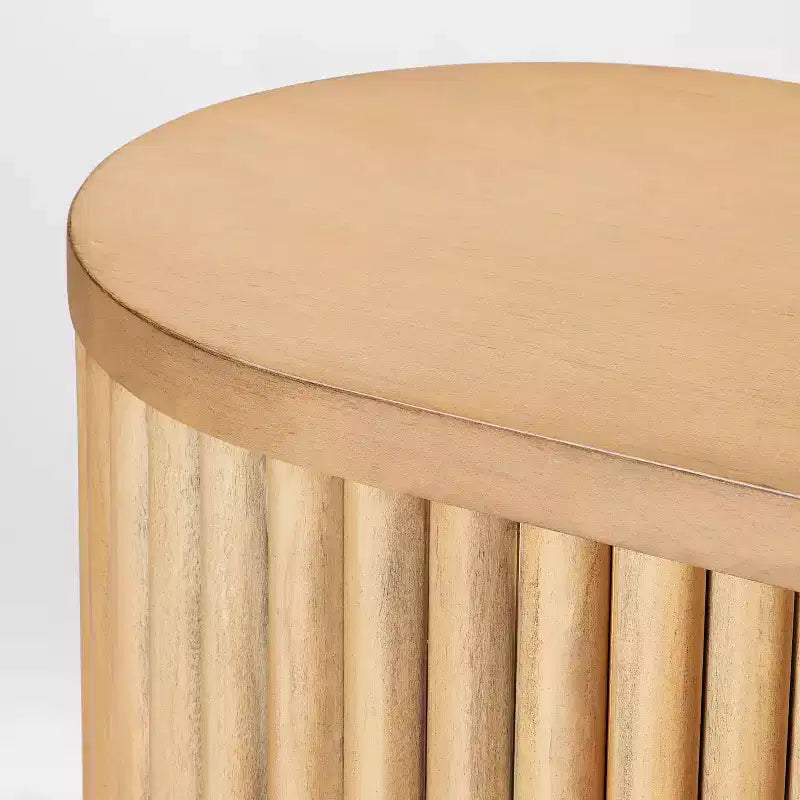 Dowel Console Table, Natural Oval Silhouette with Scalloped Legs