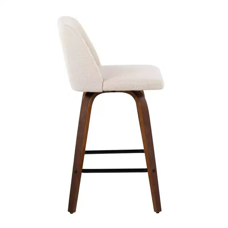 Set of 2 Upholstered Counter Height Swivel Barstools with Footrest, 25.5"