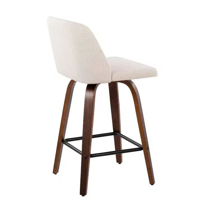 Set of 2 Upholstered Counter Height Swivel Barstools with Footrest, 25.5"