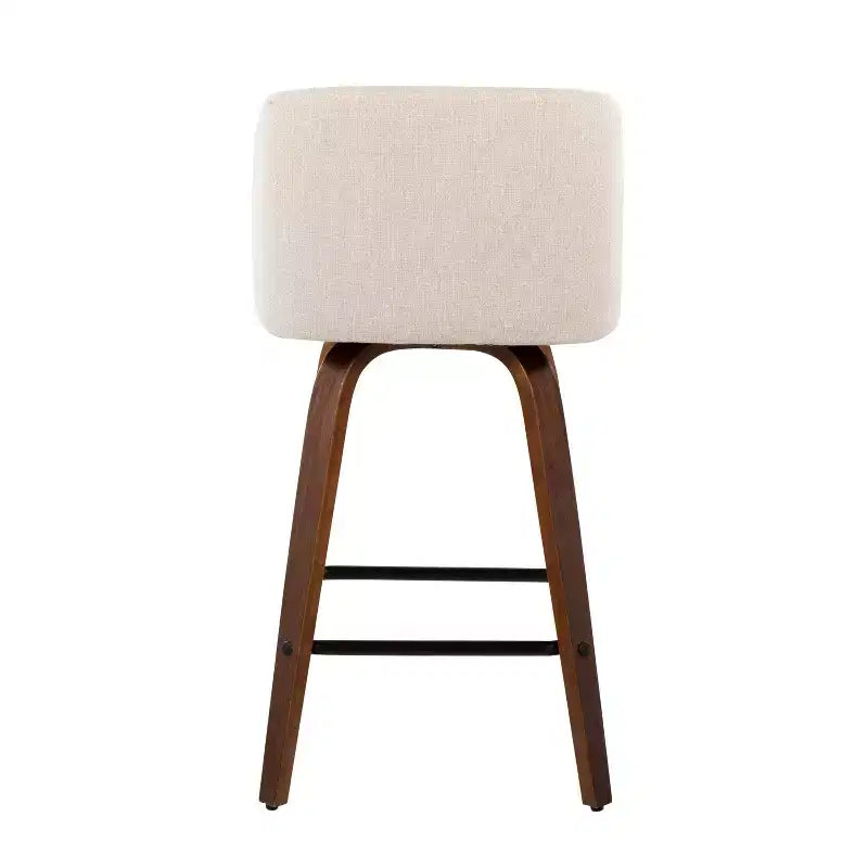 Set of 2 Upholstered Counter Height Swivel Barstools with Footrest, 25.5"