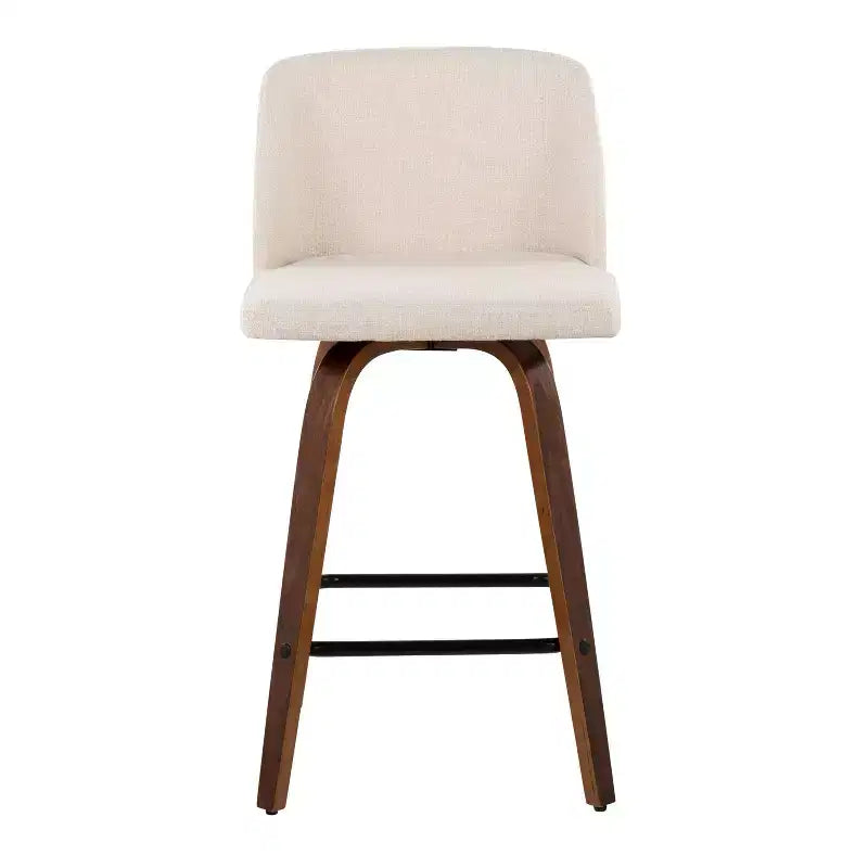 Set of 2 Upholstered Counter Height Swivel Barstools with Footrest, 25.5"