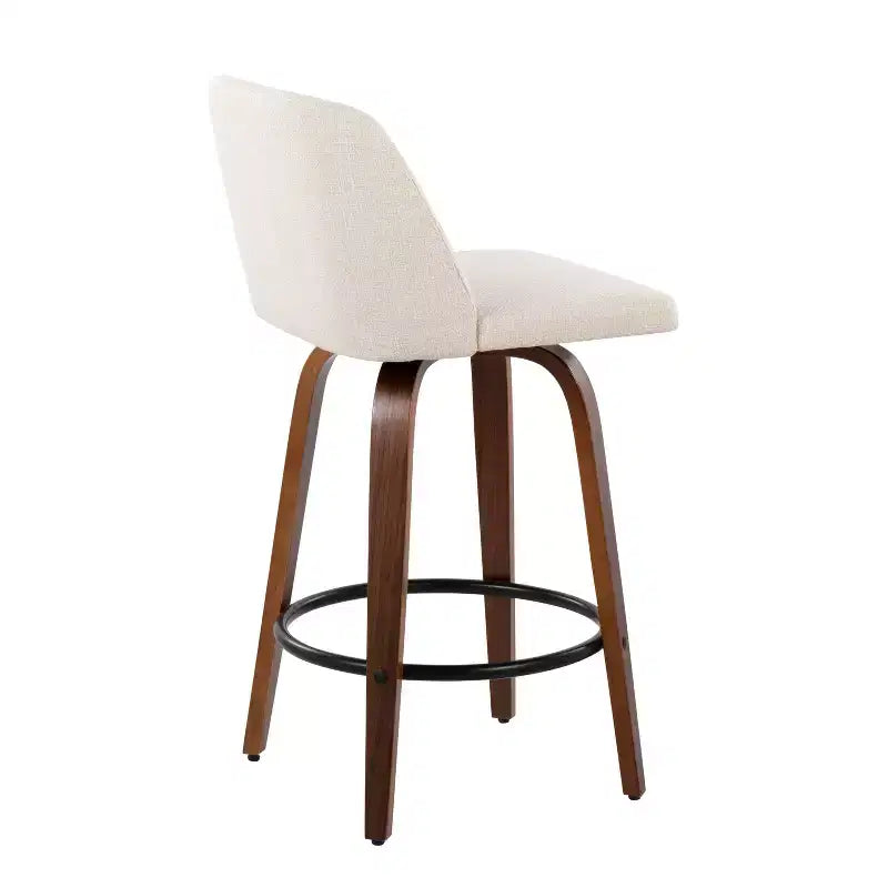 Set of 2 Upholstered Counter Height Swivel Barstools with Footrest, 25.5"