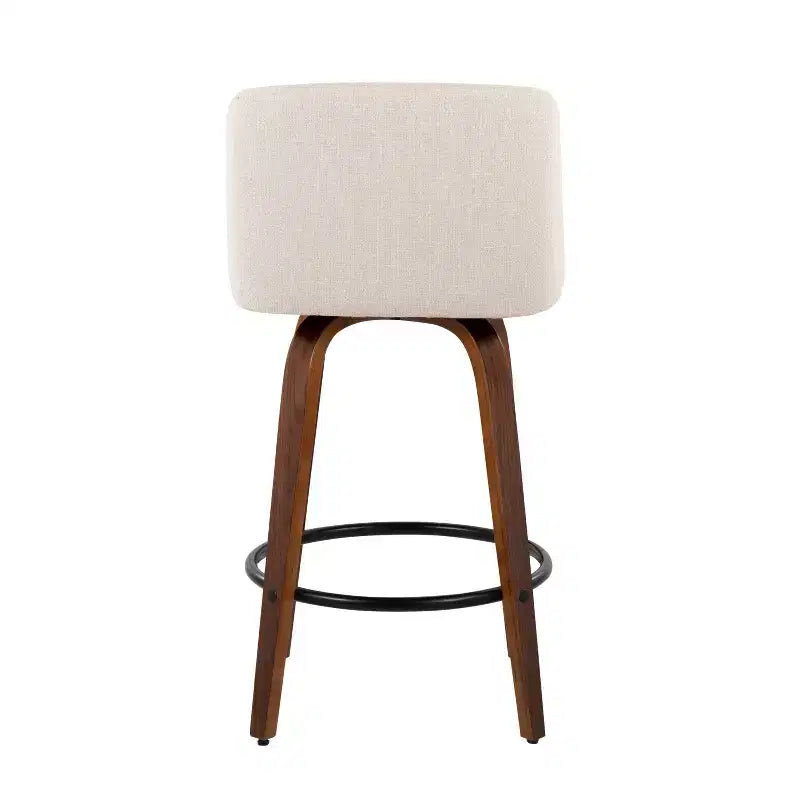 Set of 2 Upholstered Counter Height Swivel Barstools with Footrest, 25.5"