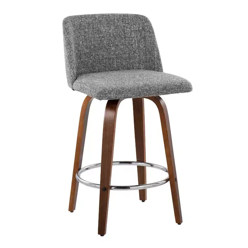 Set of 2 Upholstered Counter Height Swivel Barstools with Footrest, 25.5"