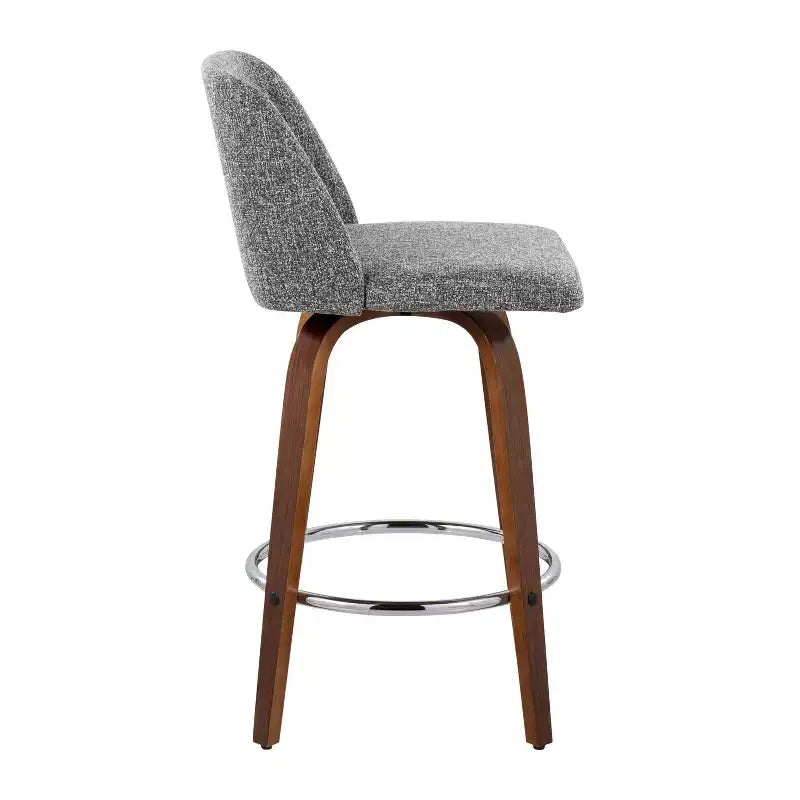 Set of 2 Upholstered Counter Height Swivel Barstools with Footrest, 25.5"