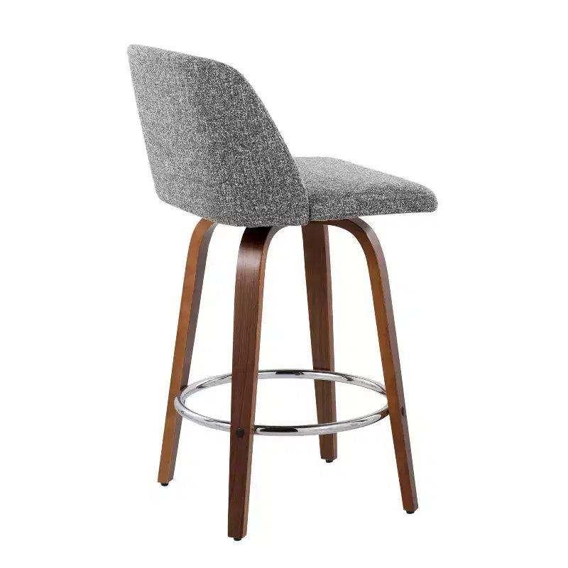 Set of 2 Upholstered Counter Height Swivel Barstools with Footrest, 25.5"