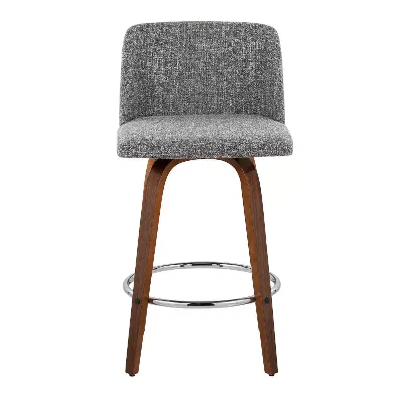 Set of 2 Upholstered Counter Height Swivel Barstools with Footrest, 25.5"