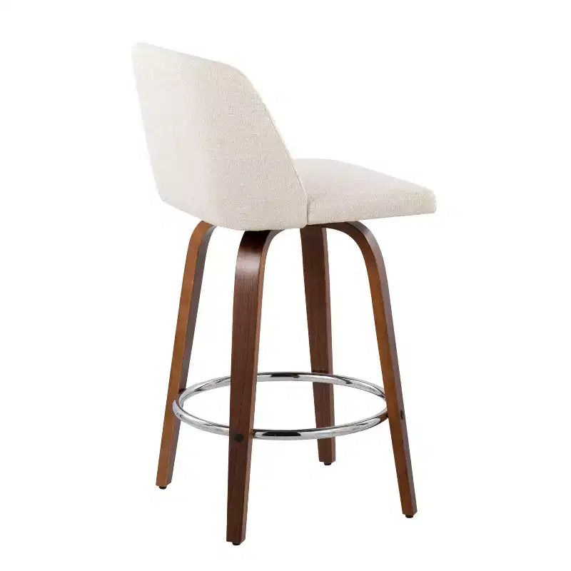 Set of 2 Upholstered Counter Height Swivel Barstools with Footrest, 25.5"