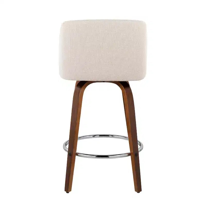 Set of 2 Upholstered Counter Height Swivel Barstools with Footrest, 25.5"