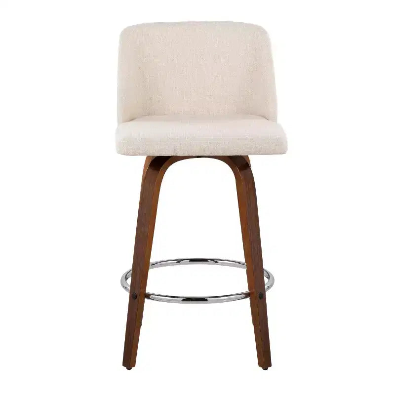 Set of 2 Upholstered Counter Height Swivel Barstools with Footrest, 25.5"