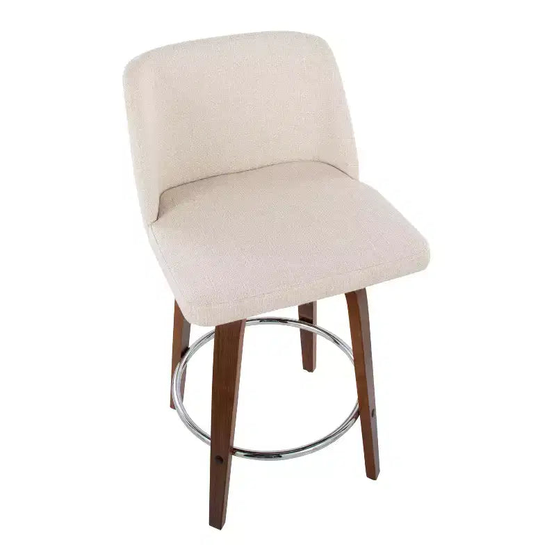 Set of 2 Upholstered Counter Height Swivel Barstools with Footrest, 25.5"