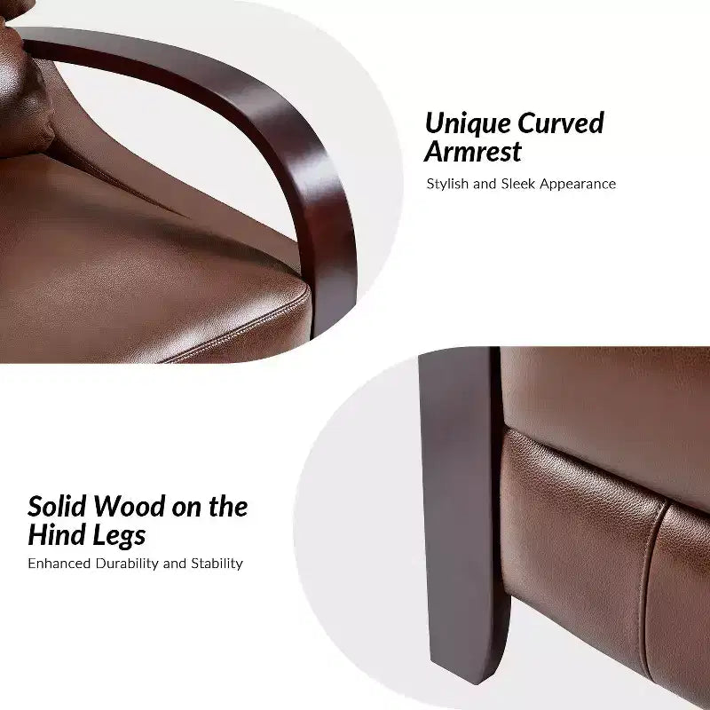 Set of 2 Genuine Leather Manual Recliner Chairs, 159° Recline
