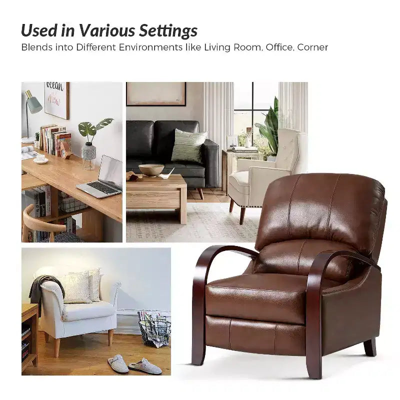 Set of 2 Genuine Leather Manual Recliner Chairs, 159° Recline