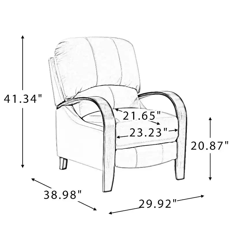 Set of 2 Genuine Leather Manual Recliner Chairs, 159° Recline