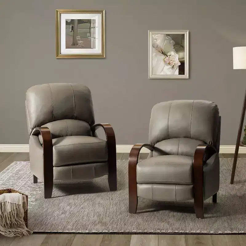 Set of 2 Genuine Leather Manual Recliner Chairs, 159° Recline
