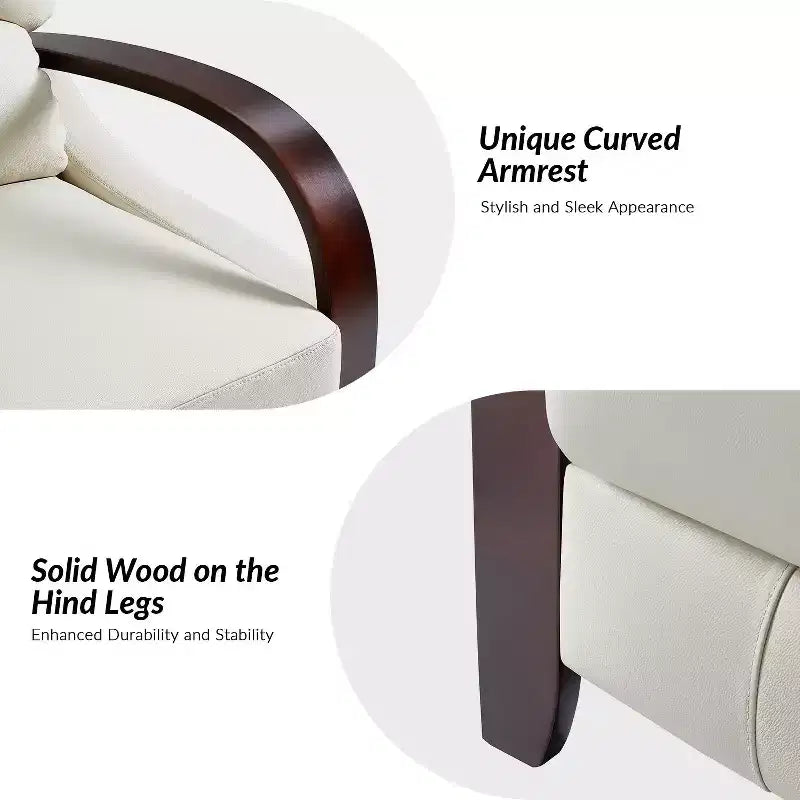 Set of 2 Genuine Leather Manual Recliner Chairs, 159° Recline
