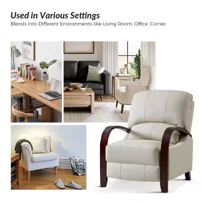 Set of 2 Genuine Leather Manual Recliner Chairs, 159° Recline