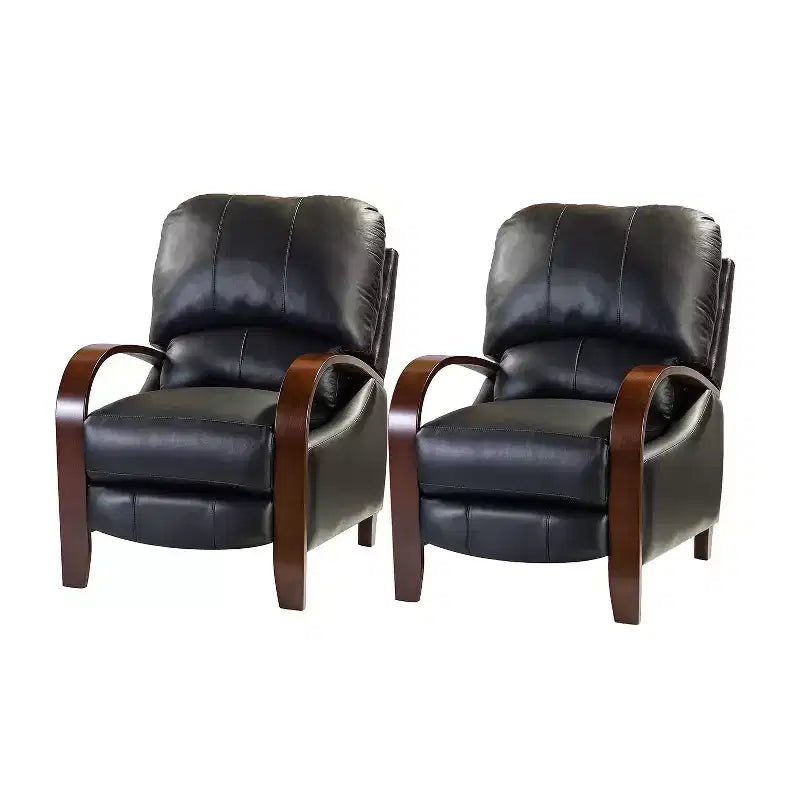 Set of 2 Genuine Leather Manual Recliner Chairs, 159° Recline
