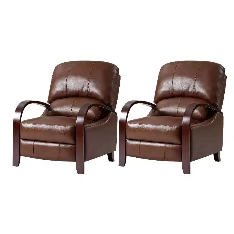 Set of 2 Genuine Leather Manual Recliner Chairs, 159° Recline