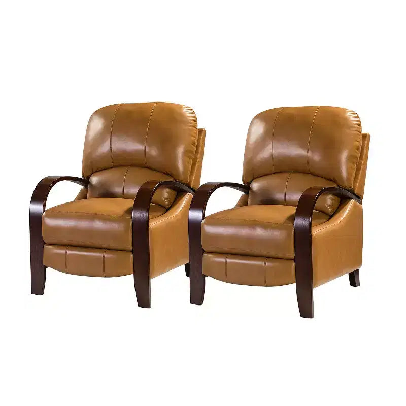 Set of 2 Genuine Leather Manual Recliner Chairs, 159° Recline